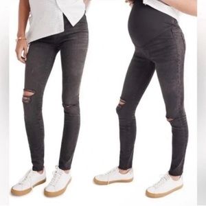 NEW Madewell Maternity Over-the-Belly Skinny Jeans in Charcoal Distressed 27